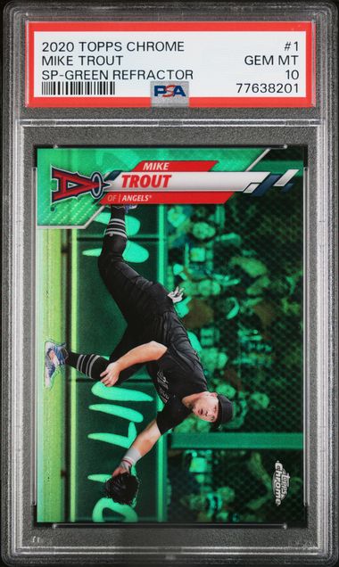 2020 Topps Chrome Mike Trout SP Green Refractor PSA 10