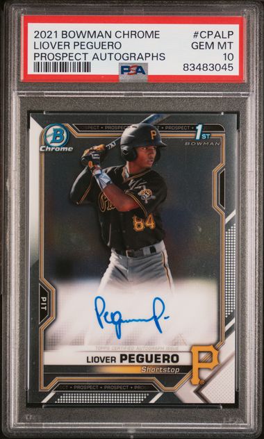 2021 Bowman Chrome Liover Peguero Prospect Autographs PSA 10
