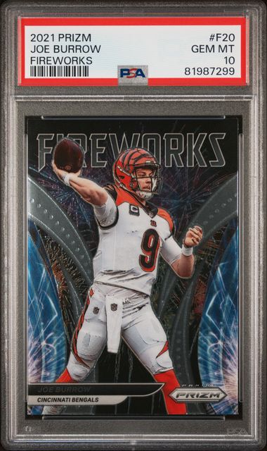 2021 Panini Prizm Fireworks #F20 Joe Burrow PSA 10