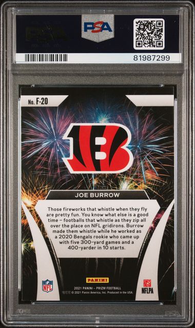2021 Panini Prizm Fireworks #F20 Joe Burrow PSA 10