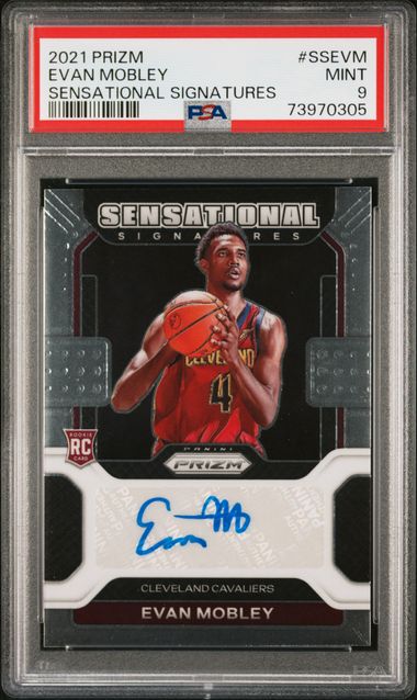 2021 PANINI PRIZM EVAN MOBLEY RC SENSATIONAL SIGNATURES #SSEVM PSA 9