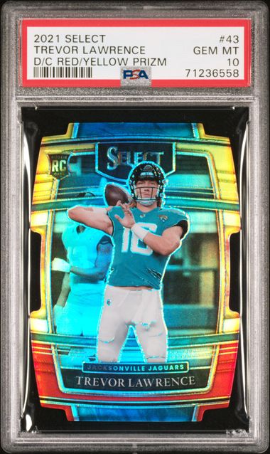 2021 Panini Select Trevor Lawrence #243 Die Cut Red/Yellow Prizm PSA 10