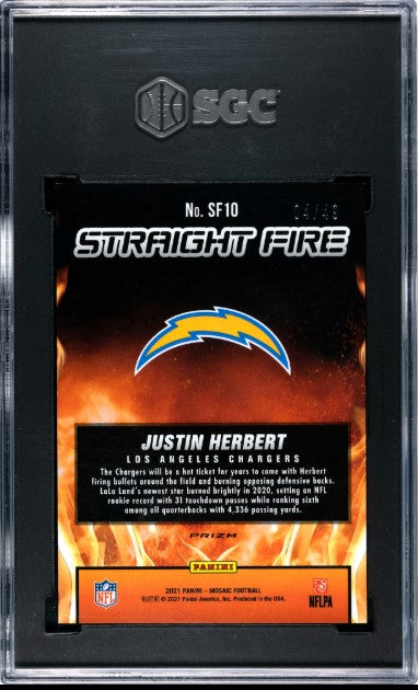2021 Panini Mosaic Justin Herbert Straight Fire Purple /49 SGC 9.5
