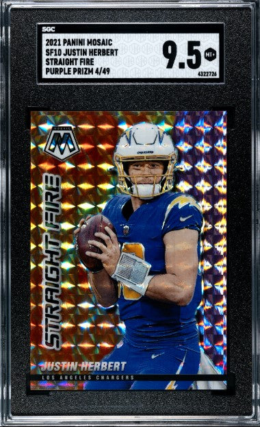 2021 Panini Mosaic Justin Herbert Straight Fire Purple /49 SGC 9.5