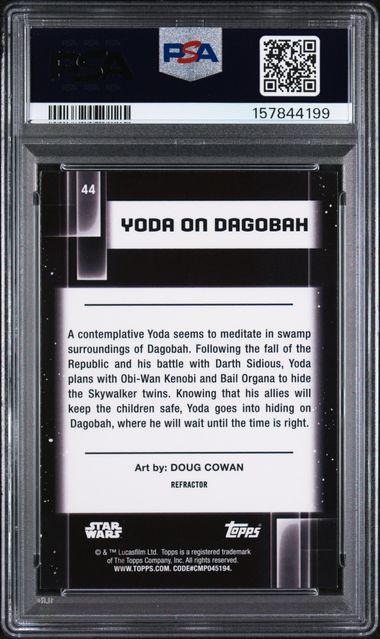 2021 TOPPS CHROME STAR WARS GALAXY 44 YODA ON DAGOBAH REFRACTOR PSA 10