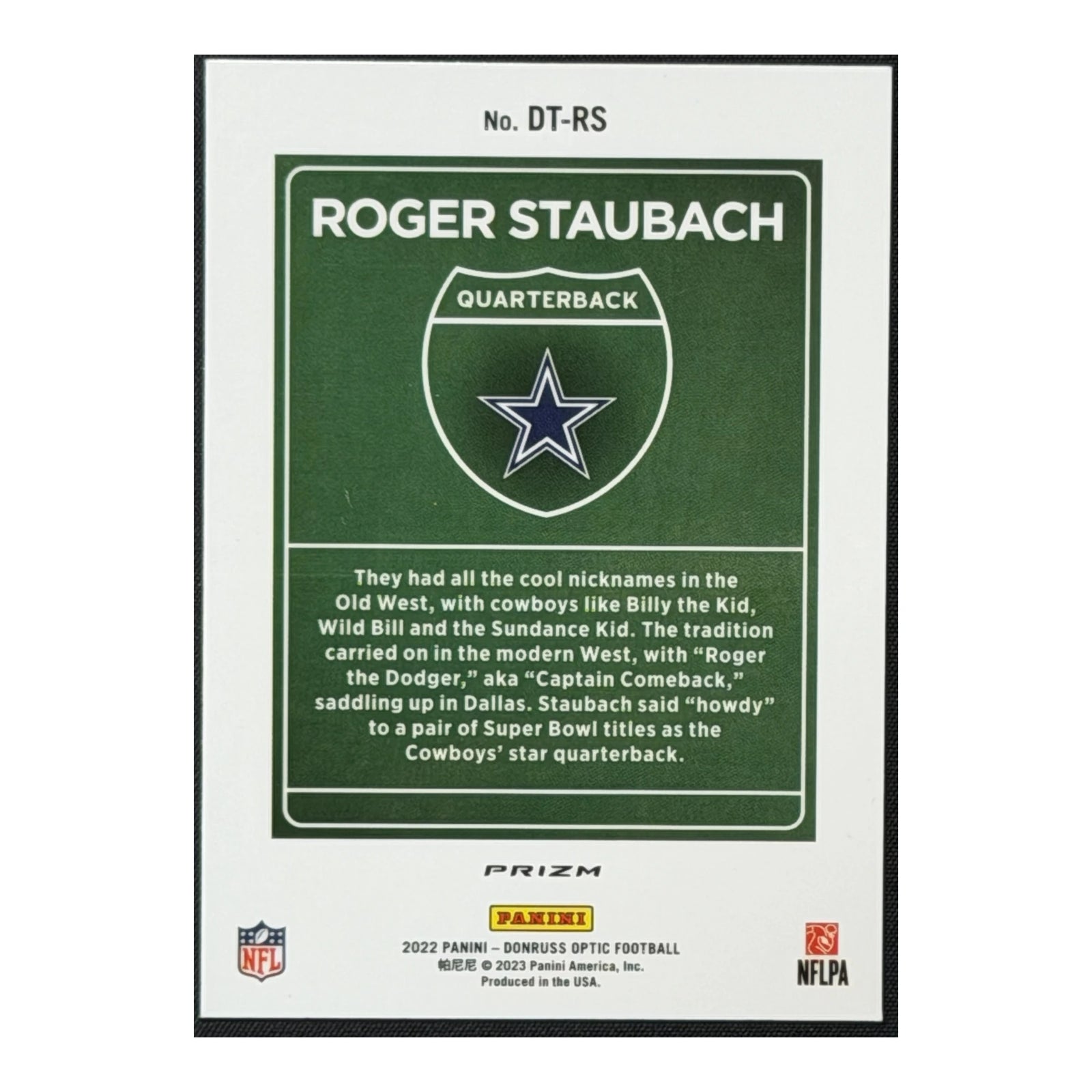 2022 Donruss Optic Roger Staubach Downtown SSP