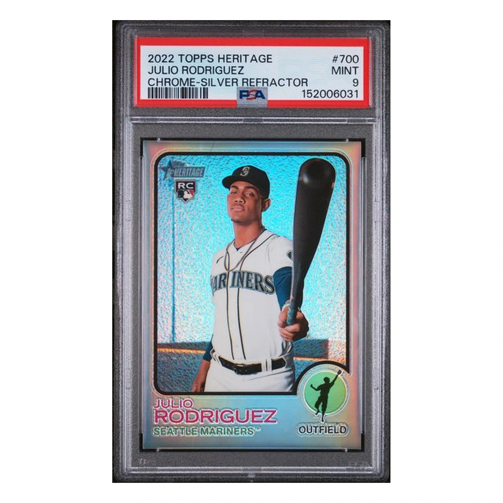 2022 Topps Heritage Julio Rodriguez Chrome Silver PSA 9
