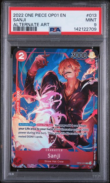 2022 ONE PIECE SANJI OP01-ROMANCE DAWN #013 ALTERNATE ART PSA 9