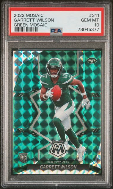 2022 Panini Mosaic Garrett Wilson RC Green Mosaic PSA 10