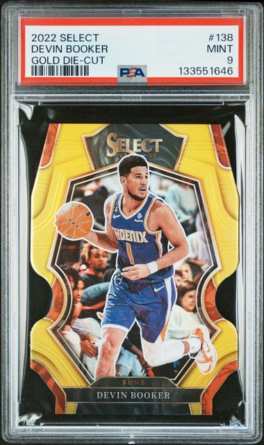 2022 Panini Select #138 Devin Booker Gold Die-Cut /10 PSA 9