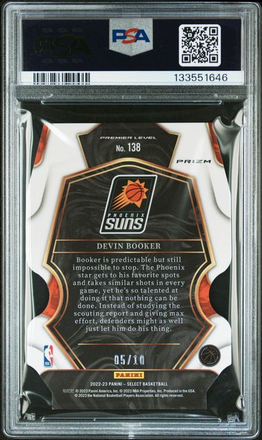 2022 Panini Select #138 Devin Booker Gold Die-Cut /10 PSA 9