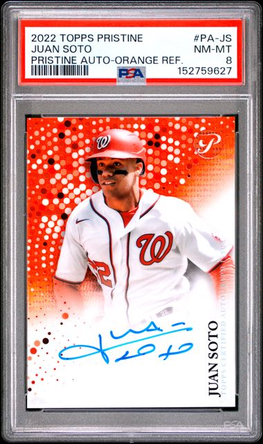 2022 Topps Pristine Orange Juan Soto Autograph PA-JS /25 PSA 8