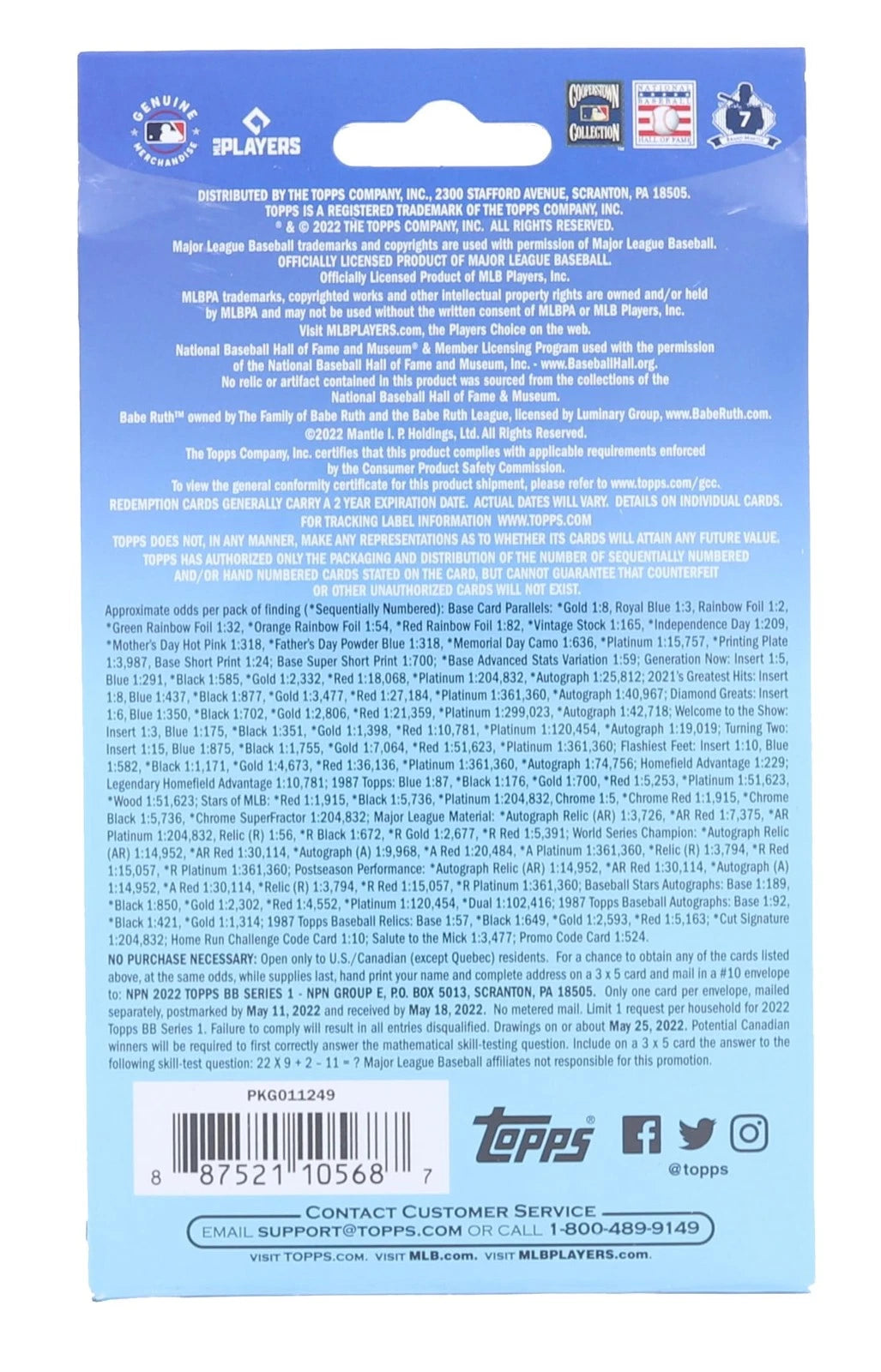 2022 Topps Series 1 Baseball Hanger Pack Box