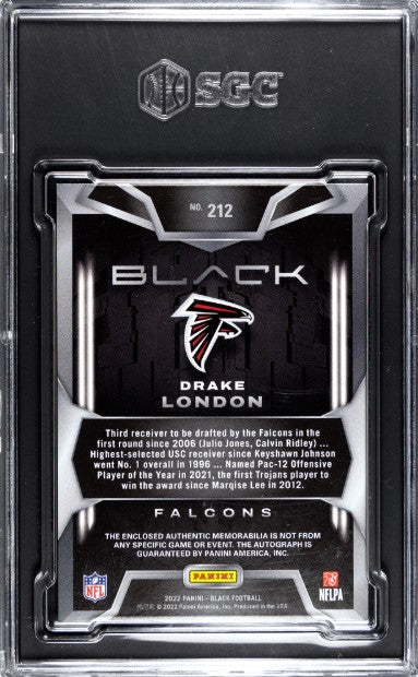 2022 Panini Black Drake London Rookie Material Autographs /199 SGC 8.5
