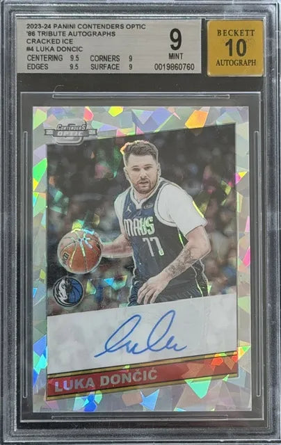 2023-24 Contenders Optic Luka Doncic Auto Cracked Ice /23 (BGS 9 | Auto 10)
