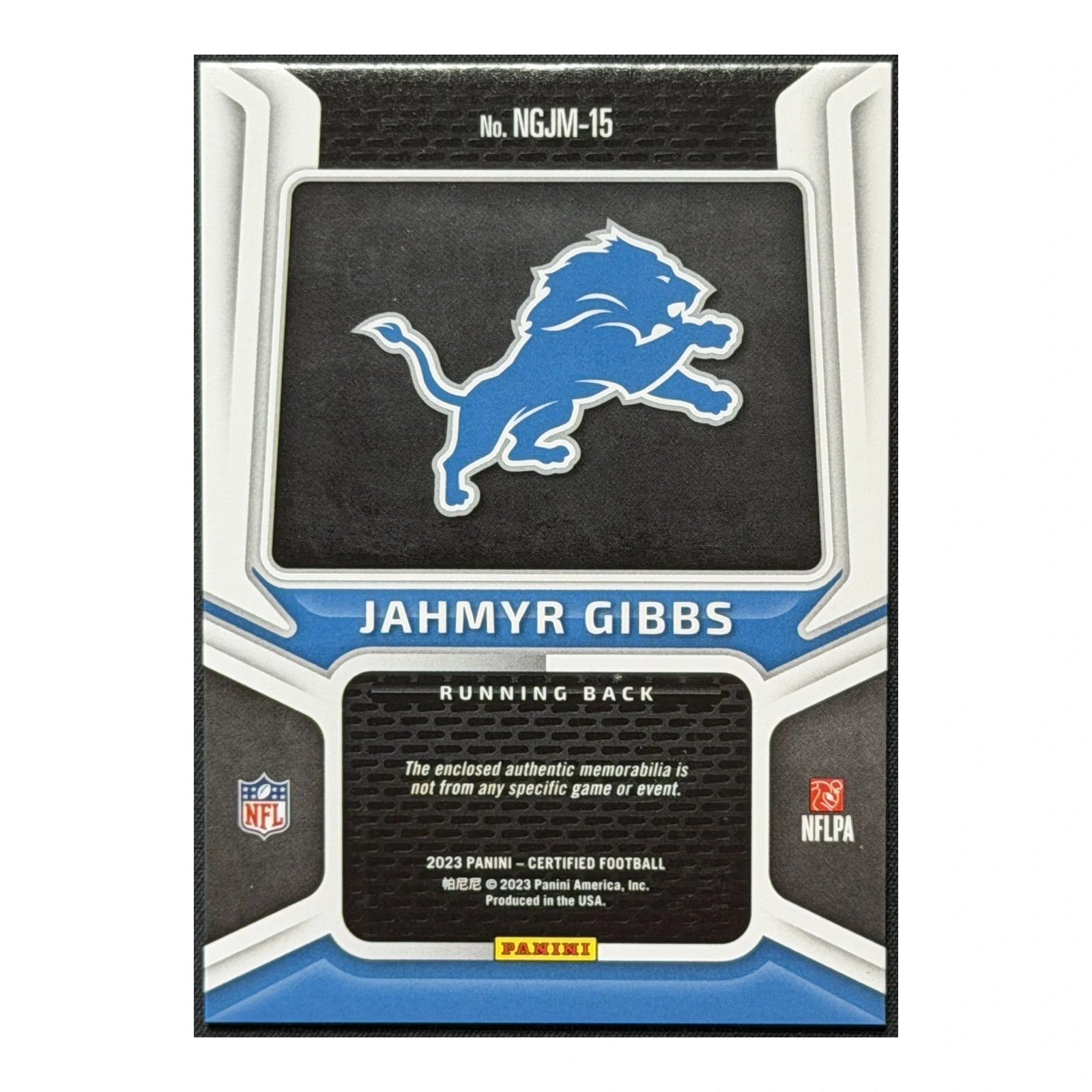 2023 Certified Jahmyr Gibbs New Generation RC /50 Jersey