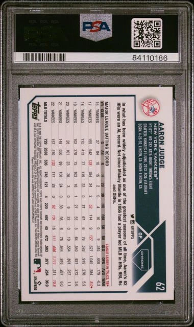 2023 Topps Chrome Aaron Judge Negative Refractor PSA 10, POP 14