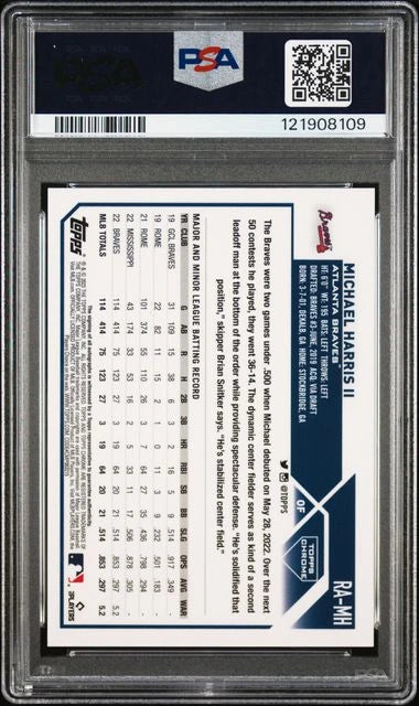 2023 Topps Chrome Michael Harris Rookie Auto Green Refractor PSA 10, Auto 10 (POP 5)