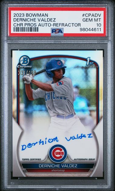 2023 Bowman Chrome Prospect Derniche Valdez Autographs PSA 10