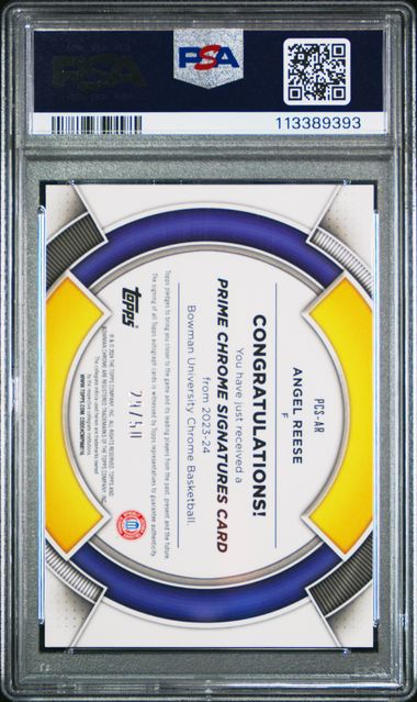 2023 Bowman U Chrome Angel Reese Prime Signature /50 PSA 10