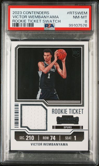 2023 Contenders Victor Wembanyama Rookie Ticket Swatch PSA 8