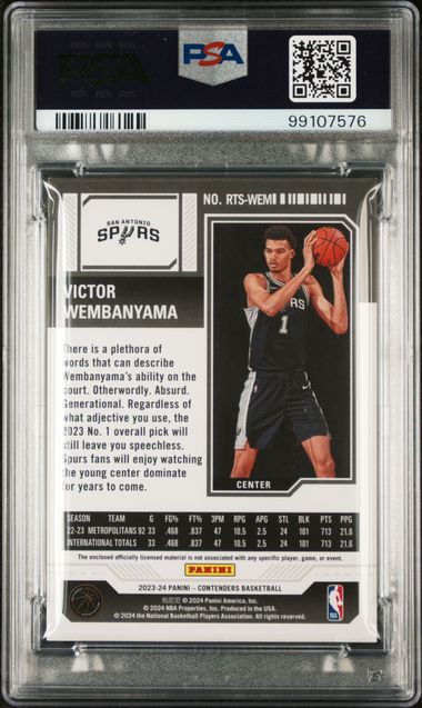 2023 Contenders Victor Wembanyama Rookie Ticket Swatch PSA 8