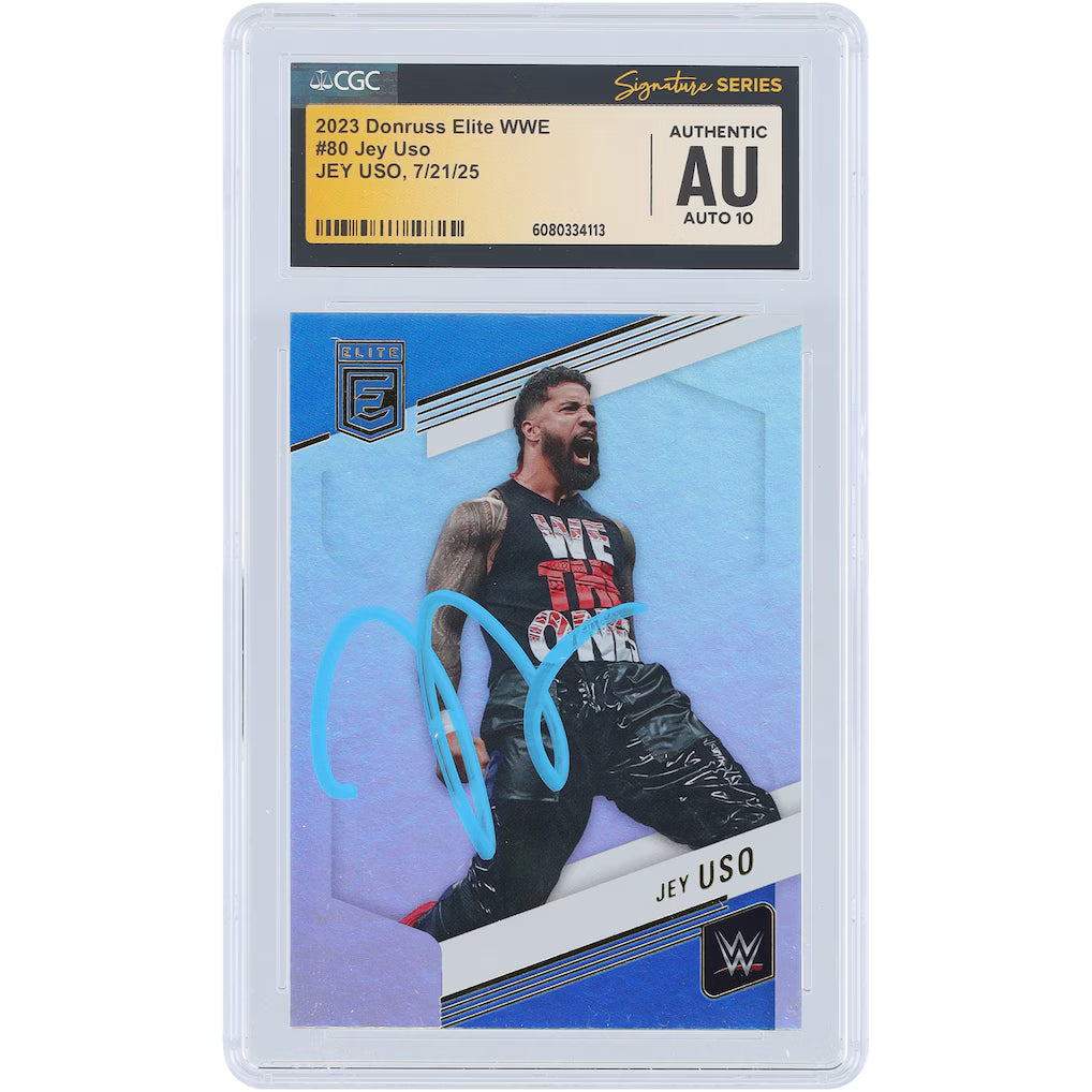 2023 Donruss Elite WWE Jey Uso #80 CGC Authentic, Auto 10