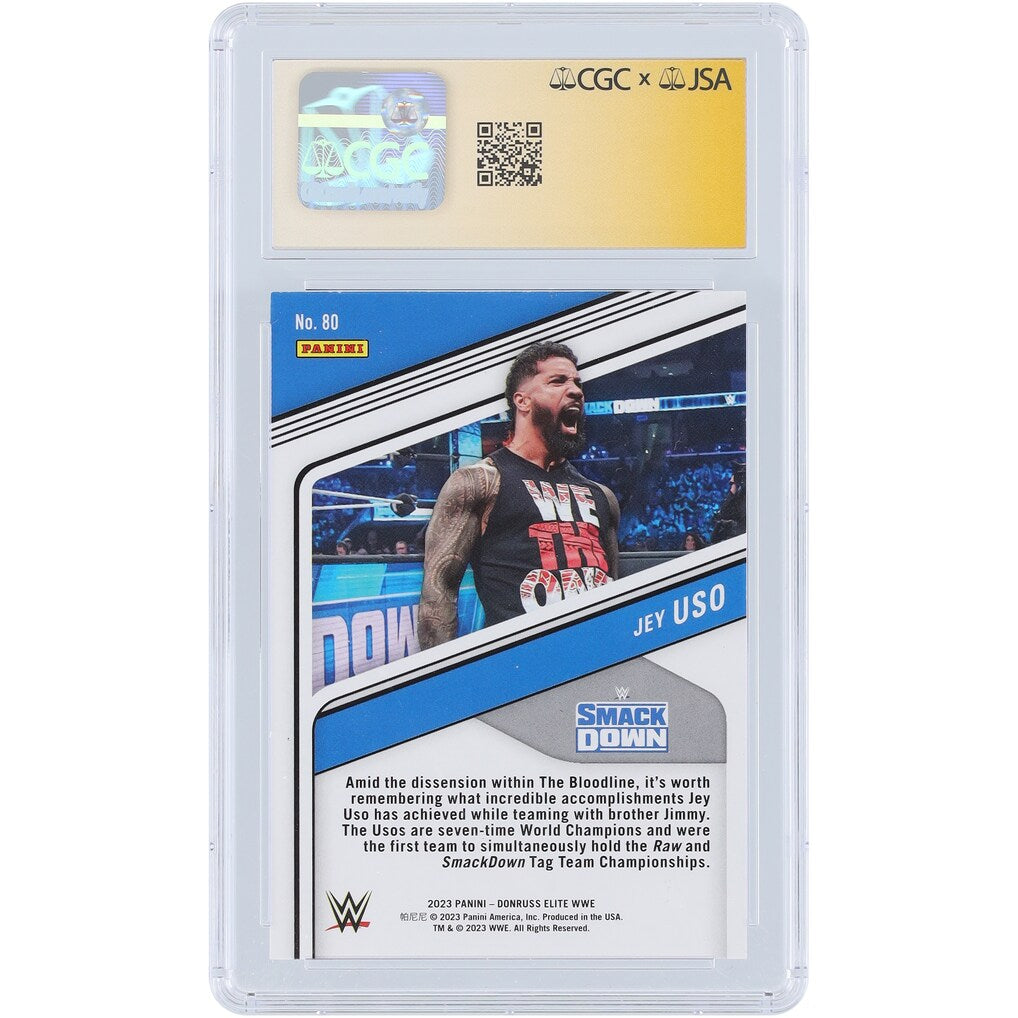 2023 Donruss Elite WWE Jey Uso #80 CGC Authentic, Auto 10