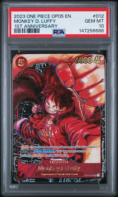 2023 ONE PIECE OP05 MONKEY D. LUFFY 1ST ANNIVERSARY #012 PSA 10