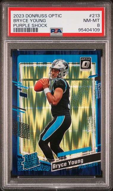 2023 Panini Donruss Optic #213 Bryce Young Purple Shock PSA 8