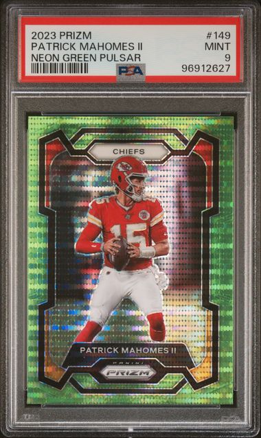 2023 Panini Prizm Patrick Mahomes Neon Green Pulsar PSA 9