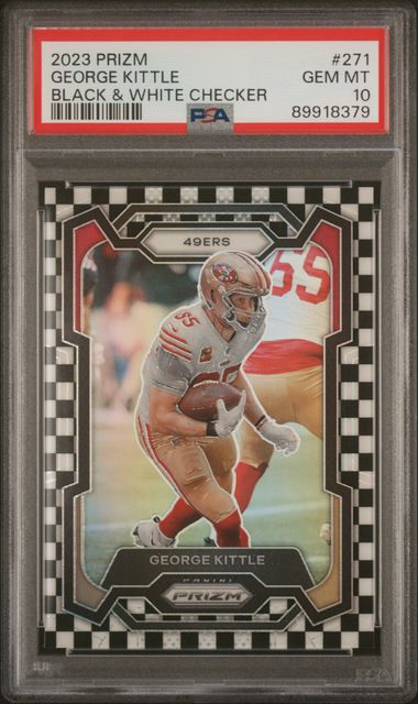 2023 Panini Prizm George Kittle Black & White Checker PSA 10