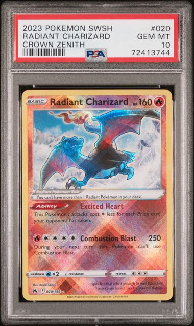 2023 Pokémon SWSH Radiant Charizard Crown Zenith #020 PSA 10