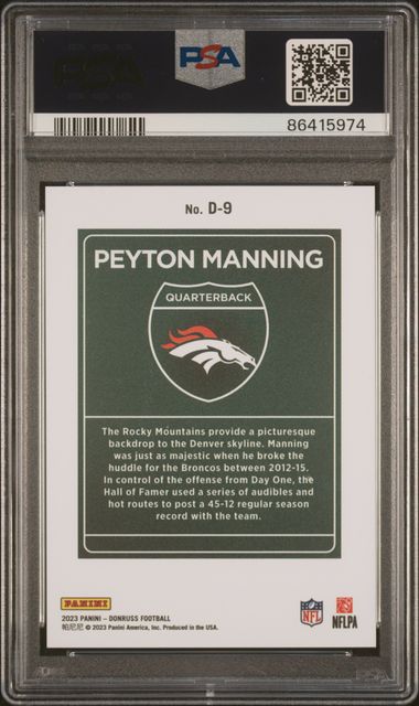 2023 Panini Donruss Peyton Manning Downtown #D9 PSA 10