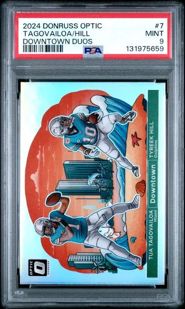 2024 Donruss Optic Downtown Duos #7 Tua Tagovailoa / Tyreek Hill PSA 9