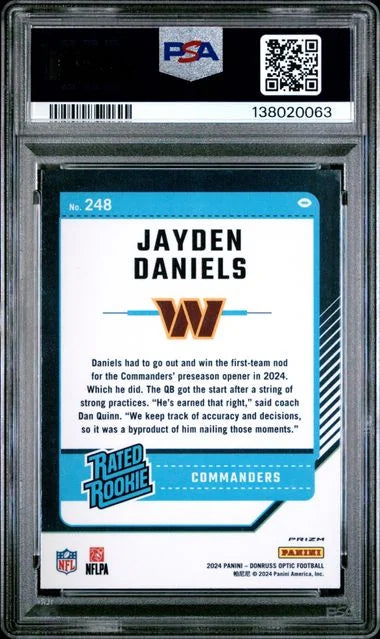 2024 Panini Donruss Optic Jayden Daniels RC Holo PSA 9