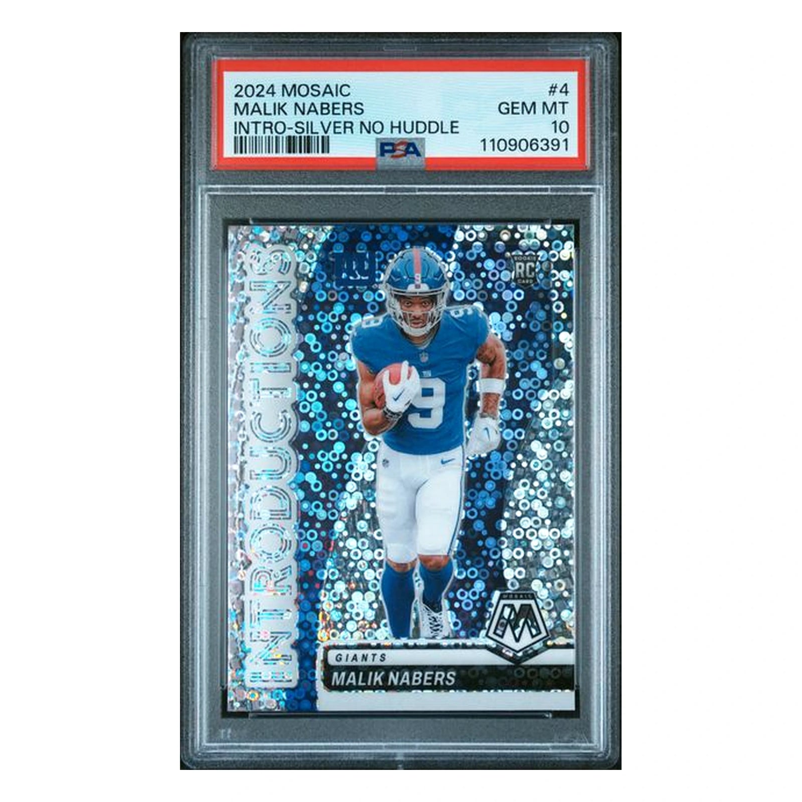 2024 Panini Mosaic Malik Nabers RC Intro Silver No Huddle PSA 10