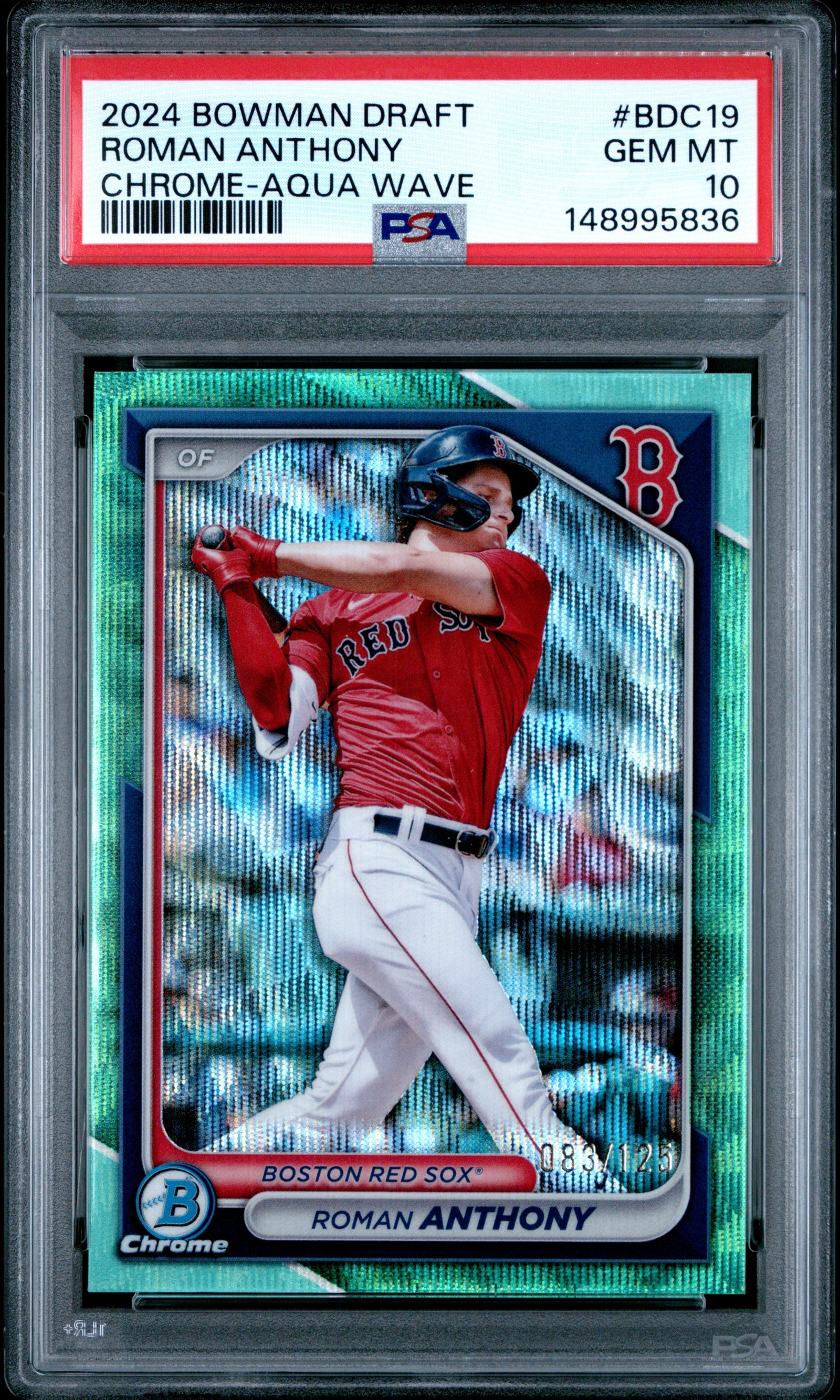 2024 Bowman Draft Roman Anthony Chrome Aqua Wave /125 PSA 10