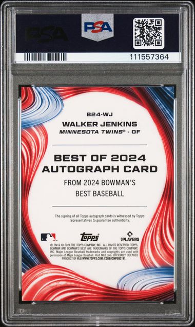 2024 Bowman's Best Walker Jenkins Best of 2024 Autographs PSA 9