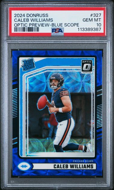 2024 Donruss Caleb Williams Optic Preview Blue Scope PSA 10