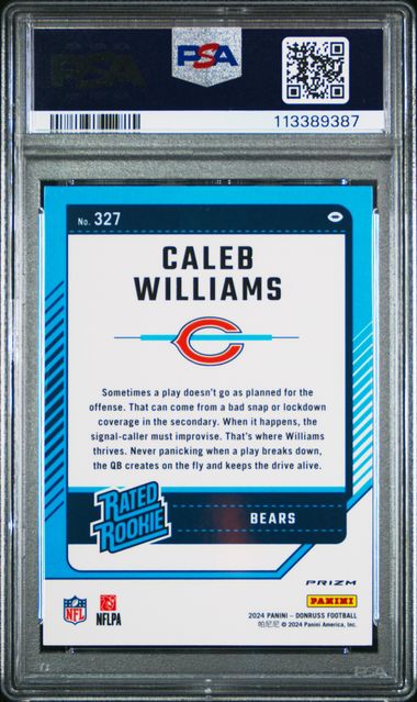 2024 Donruss Caleb Williams Optic Preview Blue Scope PSA 10