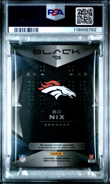 2024 Panini Black Bo Nix Components Relic #309 PSA 8
