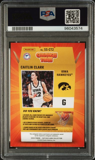 2024 Panini Contenders #SSCT2 Caitlin Clark Collection Crunch Time PSA 8