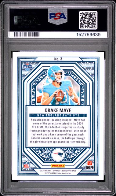 2024 Donruss Elite Drake Maye Rookie On Deck PSA 10