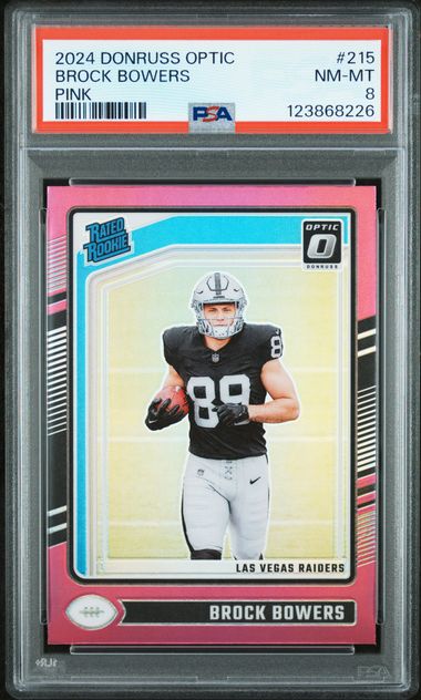 2024 Panini Donruss Optic Brock Bowers Pink #215 PSA 8
