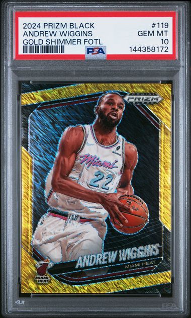 2024 Panini Prizm Black Andrew Wiggins Gold Shimmer FOTL /10 PSA 10
