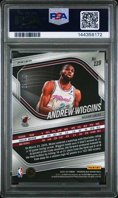 2024 Panini Prizm Black Andrew Wiggins Gold Shimmer FOTL /10 PSA 10