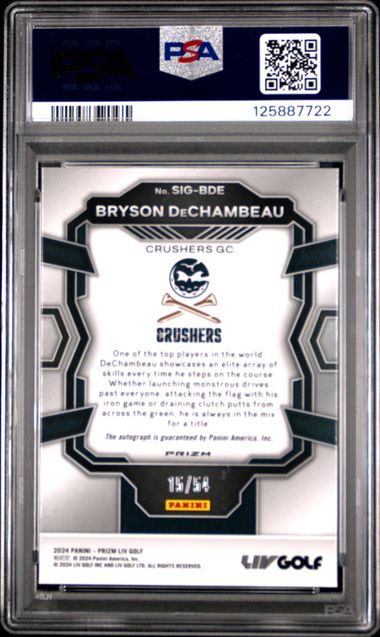 2024 Panini Prizm LIV Golf Bryson DeChambeau Signatures /54 PSA 10