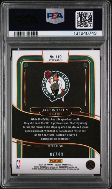 2024 PANINI SELECT JAYSON TATUM TEAL WHITE PINK PRIZM /49 PSA 9