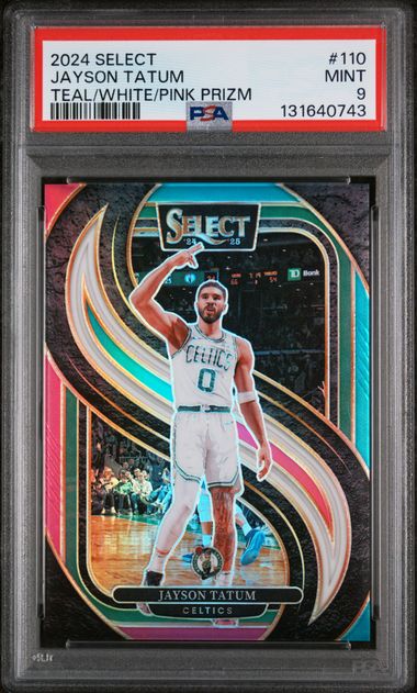 2024 PANINI SELECT JAYSON TATUM TEAL WHITE PINK PRIZM /49 PSA 9